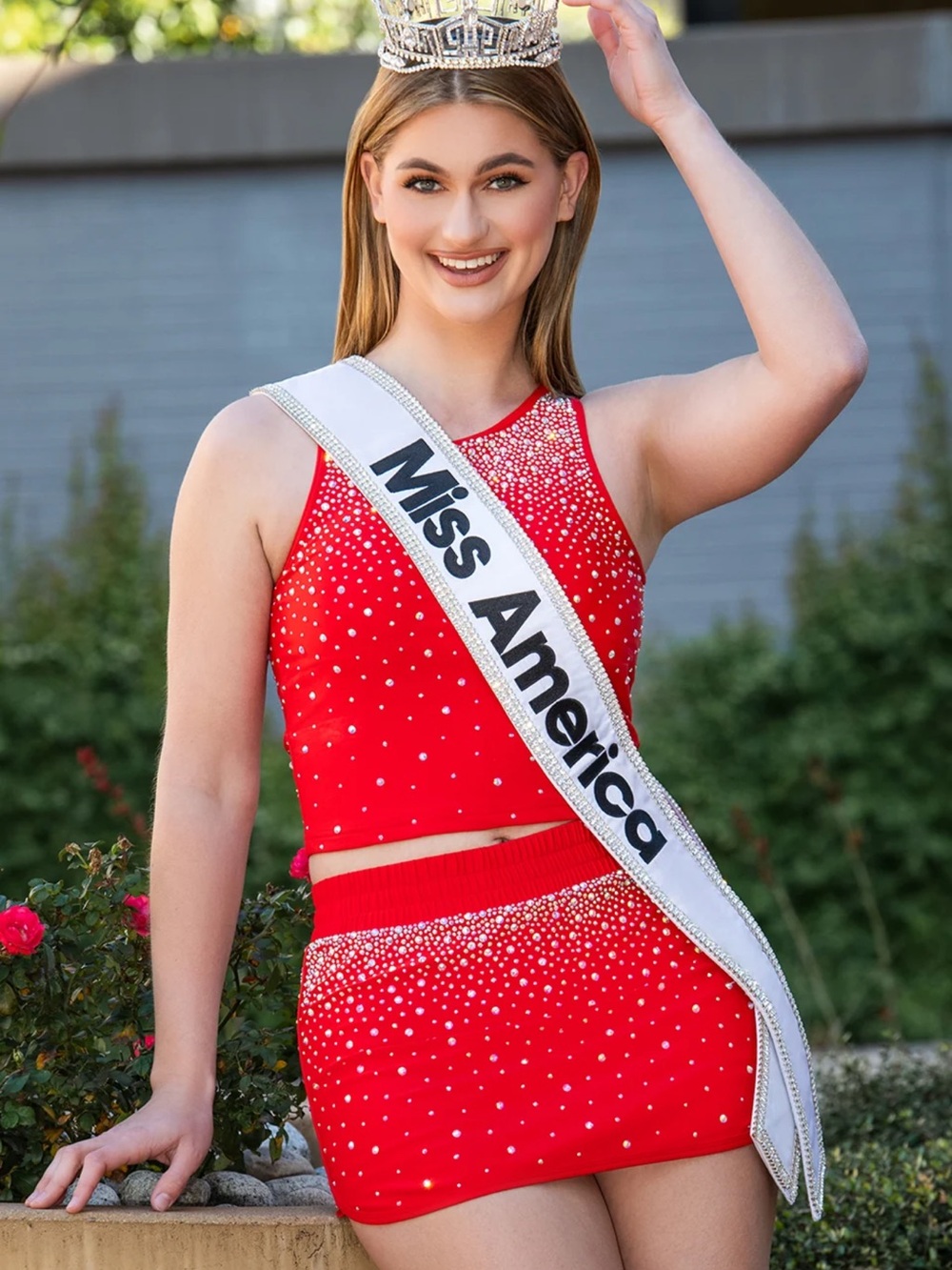 Rebel Athletic Red Crystal Top & Skort Set - Miss America Fitness Set - NWOT